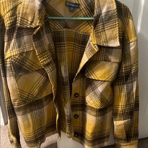 Democracy Yellow Plaid Women's Flannel